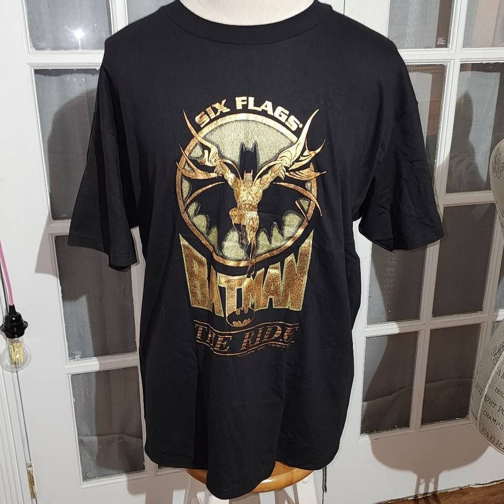 Vintage 1998 Six Flags Batman The‎ Ride Black Tshirt XL